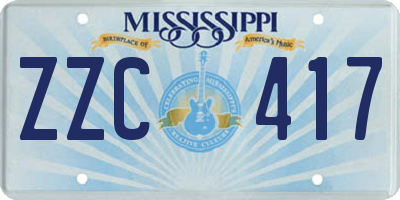 MS license plate ZZC417