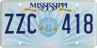 MS license plate ZZC418