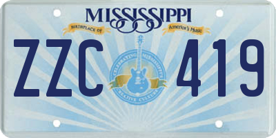 MS license plate ZZC419