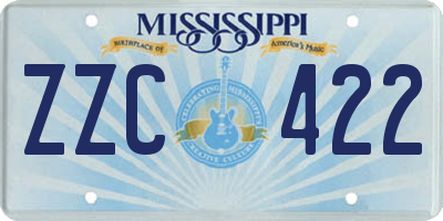 MS license plate ZZC422