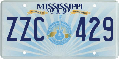 MS license plate ZZC429