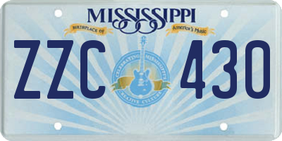 MS license plate ZZC430