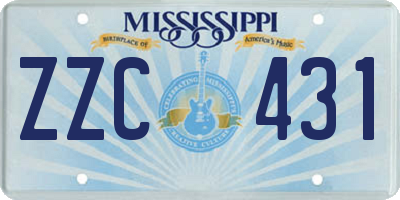 MS license plate ZZC431