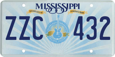 MS license plate ZZC432