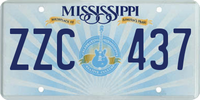 MS license plate ZZC437