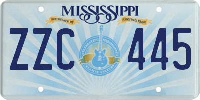 MS license plate ZZC445