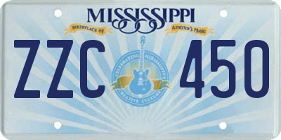 MS license plate ZZC450