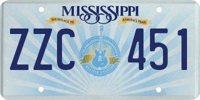 MS license plate ZZC451