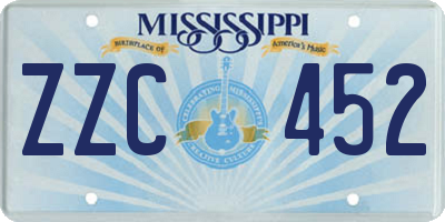 MS license plate ZZC452