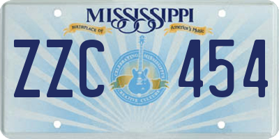 MS license plate ZZC454