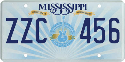 MS license plate ZZC456