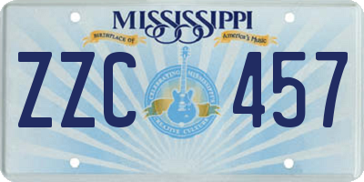MS license plate ZZC457