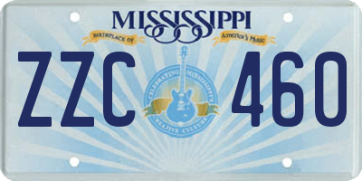 MS license plate ZZC460