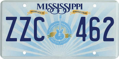 MS license plate ZZC462