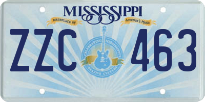 MS license plate ZZC463