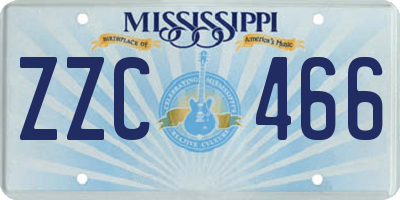 MS license plate ZZC466