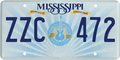 MS license plate ZZC472