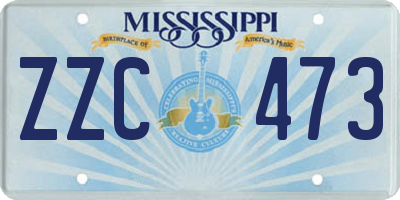 MS license plate ZZC473