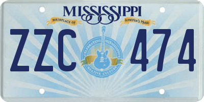 MS license plate ZZC474
