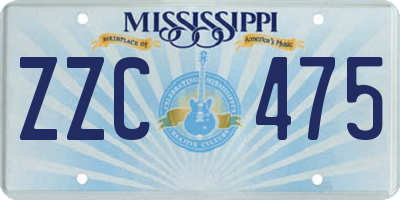 MS license plate ZZC475