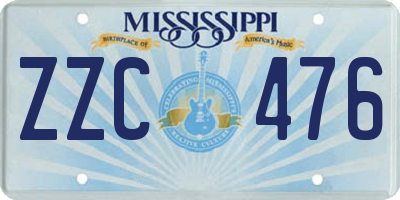 MS license plate ZZC476