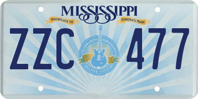 MS license plate ZZC477