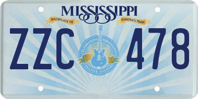 MS license plate ZZC478