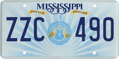 MS license plate ZZC490