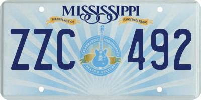 MS license plate ZZC492
