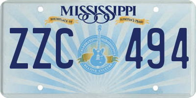 MS license plate ZZC494