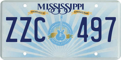 MS license plate ZZC497