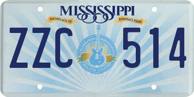 MS license plate ZZC514