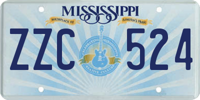 MS license plate ZZC524