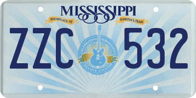 MS license plate ZZC532