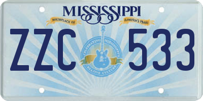 MS license plate ZZC533