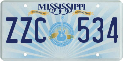 MS license plate ZZC534