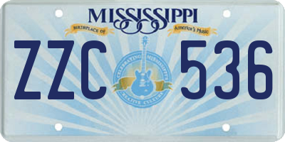 MS license plate ZZC536