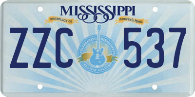 MS license plate ZZC537