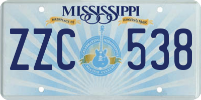 MS license plate ZZC538