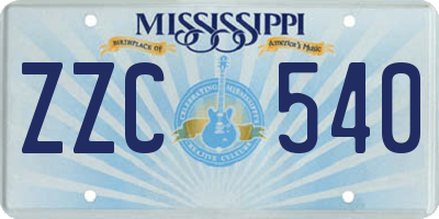 MS license plate ZZC540