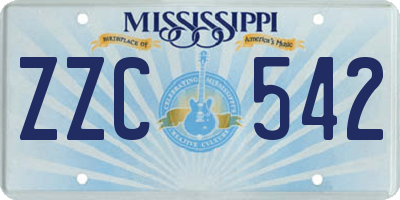 MS license plate ZZC542