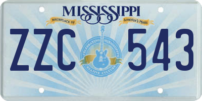 MS license plate ZZC543