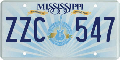 MS license plate ZZC547