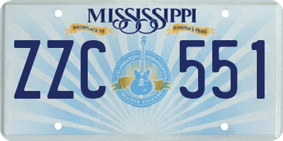 MS license plate ZZC551