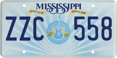 MS license plate ZZC558