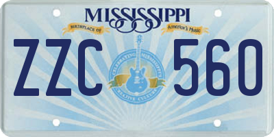 MS license plate ZZC560
