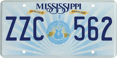 MS license plate ZZC562