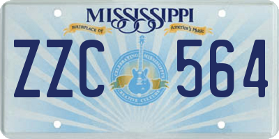 MS license plate ZZC564