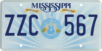 MS license plate ZZC567