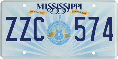 MS license plate ZZC574